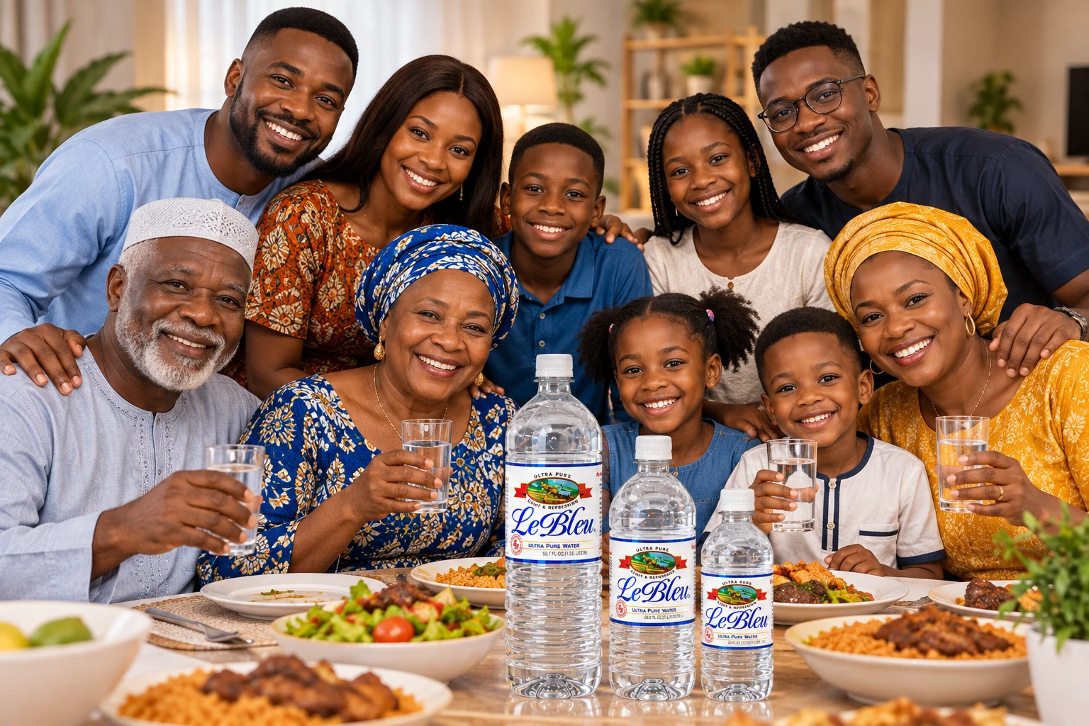 Toute la famille profitant de l'eau Le Bleu